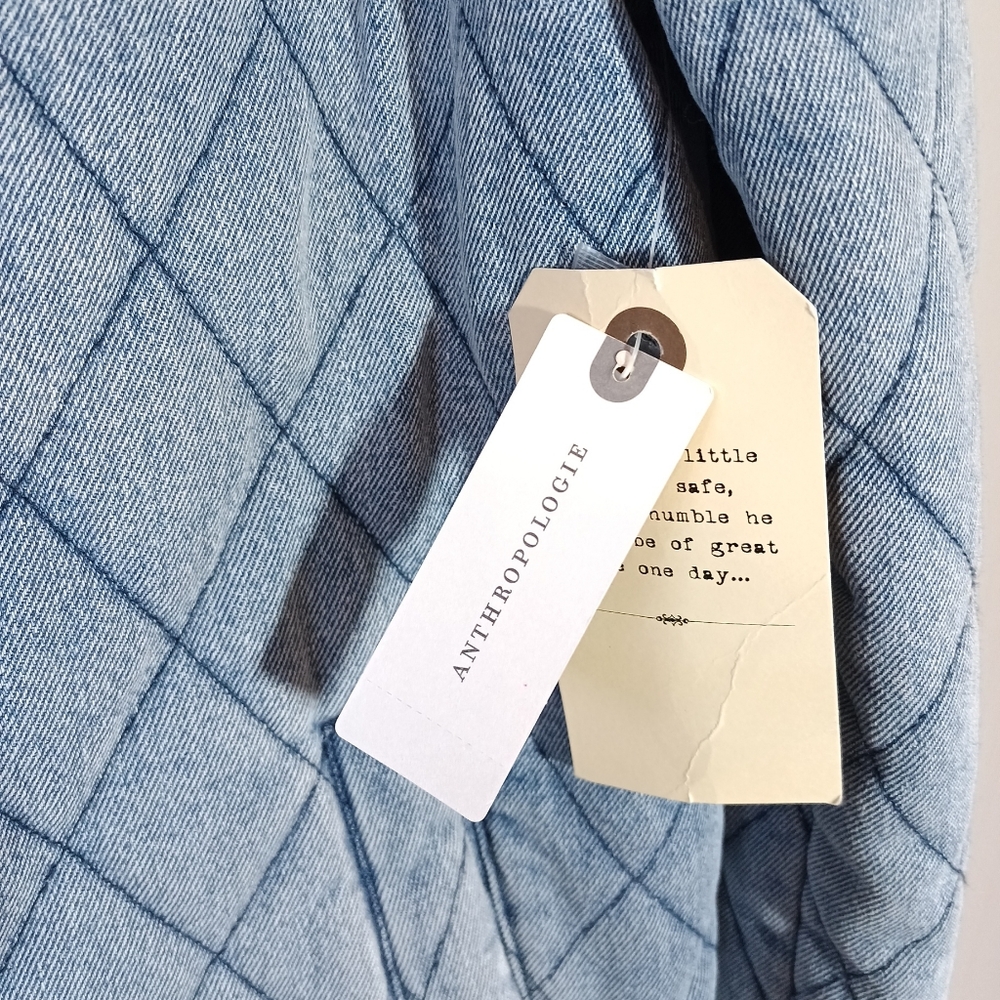 By Anthropologie Quilted Jacket Washed Denim Size S New Nwt - Picture 6 of 8